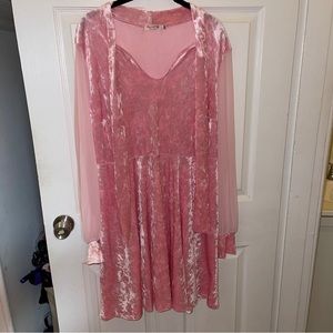 My Violet Holly Baby Pink Velvet Dress Kitschy Retro Plus Size 4X